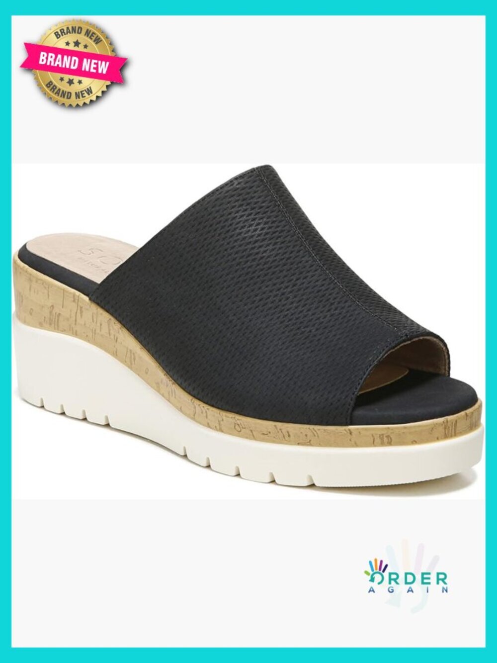 Wedge Slide Sandals Cork Accent Platform Mule Casual Comfort Arch Support